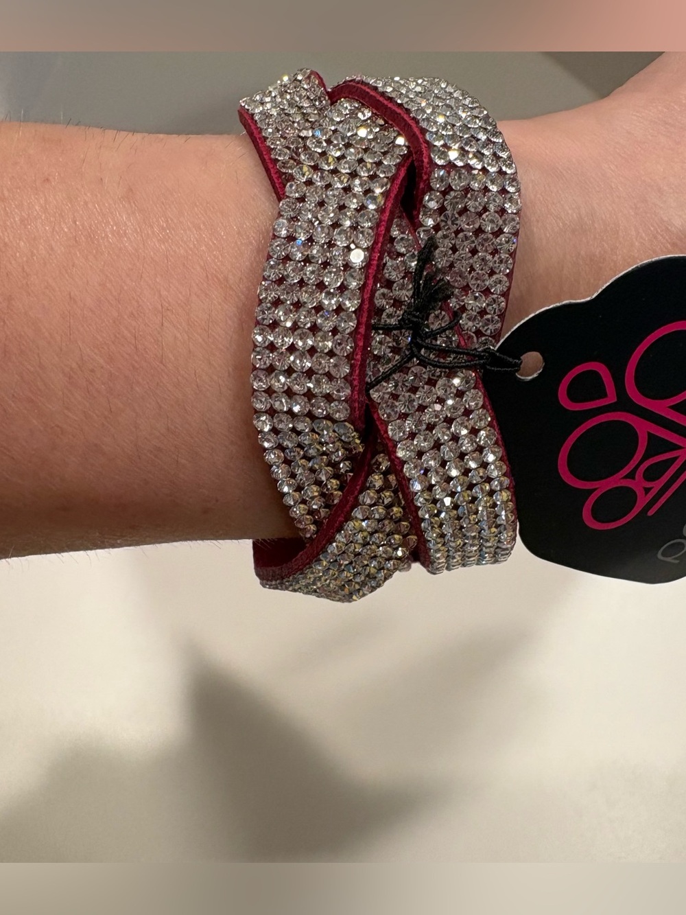 NWT Paparazzi "Nice Girls Finish Last" Pink Urban Cuff Wrap Bracelet Rhinestone